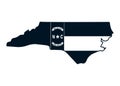 Map of the state of North Carolina with its official flag. Royalty Free Stock Photo